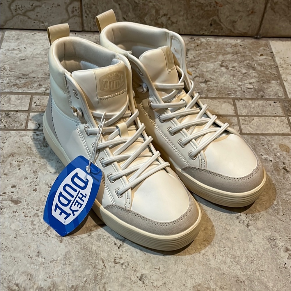 Hey Dude White High-Top Sneakers